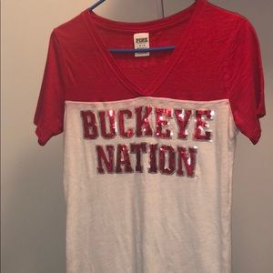M PINK Buckeye Nation Sequin Tee